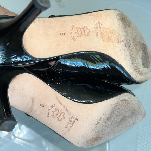 Butter Black Patent Leather Italian Leather‎ Slingback Pump Pointed Toe Heels - Picture 5 of 10